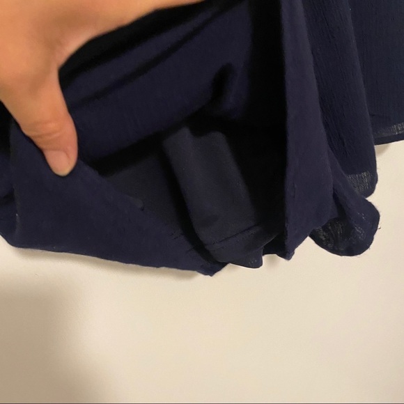 Alya Romper Navy Blue With Cream Embroidery Cold Shoulder Sleeve Short - Picture 7 of 9